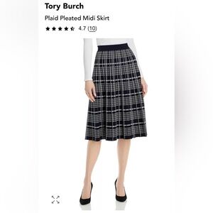Tory Burch Navy and White Checkered plaid Midi Skirt sz S